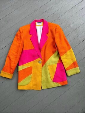 80’s Bold & Vintage Colorblock Neon Blazer